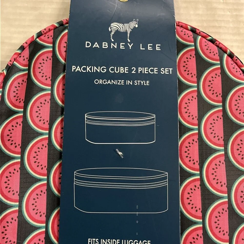Dabney Lee Packing Cube Set Of‎ 2 Red Watermelon Zipper Pouch Travel Vacation
